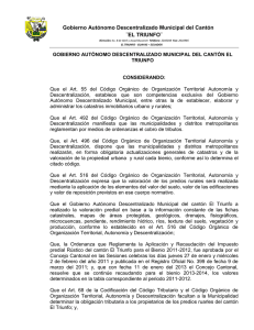 Gobierno Autónomo Descentralizado Municipal del Cantón ¨EL