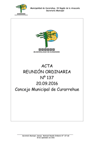 Reunión Ordinaria N° 137 - Municipalidad de Curarrehue