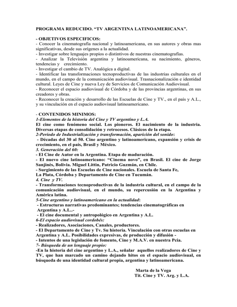 Cine Y Tv Argentina Y La CEA Universidad Nacional De C rdoba