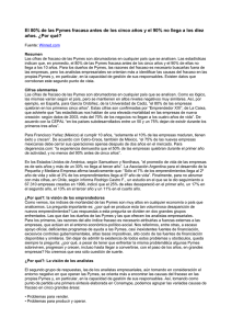 El 80% de las Pymes fracasa antes de los cinco años y el 90% no