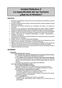 Unidad Didáctica 2 La especificidad del ser humano