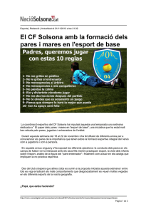 El CF Solsona amb la formació dels pares i mares en l`esport de base