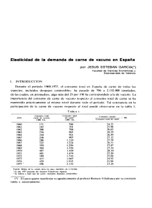 Elasticidad de la demanda de carne de vacuno en España.