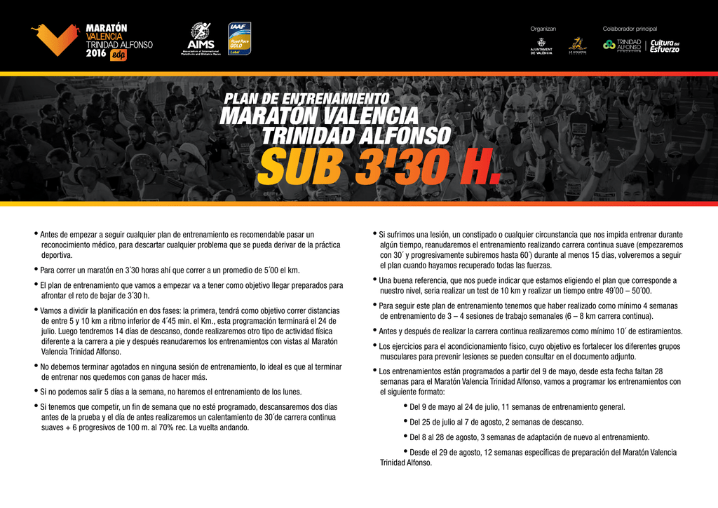 plan entrenamiento maraton valencia sub 3