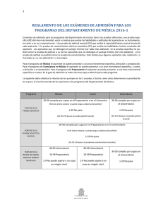 reglamento de los exámenes de admisión para los programas del