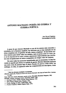 Antonio Machado. Poesía de Guerra y Guerra Poética