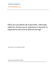 Oficio de Juan Martín de Pueyrredón, informado