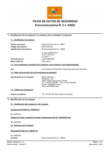 FICHA DE DATOS DE SEGURIDAD Eriocromocianina R, CI 43820