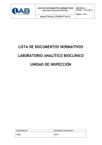 lista de documentos normativos laboratorio analítico bioclínico