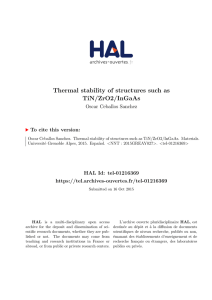 Thermal stability of structures such as TiN/ZrO2/InGaAs - Tel