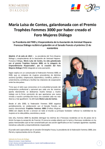 Maria Luisa de Contes, galardonada con el Premio Trophée