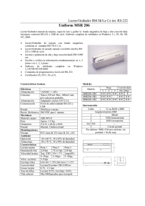 Especificaciones Técnicas MSR206 USB/RS232