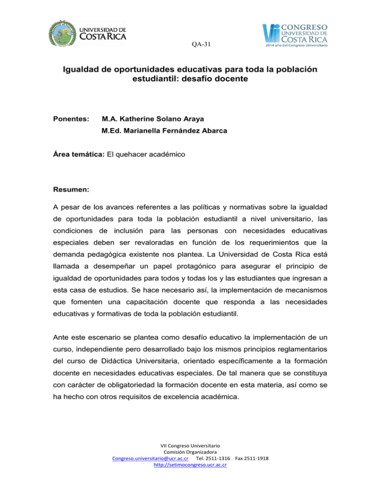 Igualdad de oportunidades educativas para toda la población