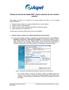 Puesta en marcha de Aspel-NOI 7.0 para usuarios de una versión