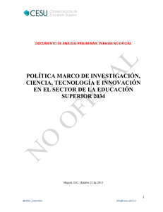 POLÍTICA MARCO DE INVESTIGACIÓN, CIENCIA, TECNOLOGÍA E