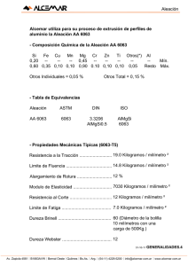leación - Composición Química de la Aleación AA 6063 Si Fe Cu Mn