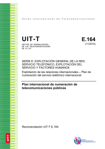 Recomendación UIT-T E.164 - Plan internacional de