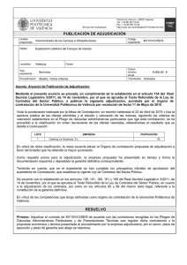 Resolución de Adjudicación - UPV Universitat Politècnica de València