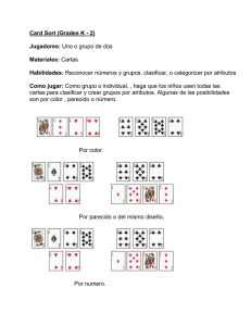 Card Sort (Grades K - 2) Jugadores: Uno o grupo de dos Materiales