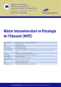 Màster Interuniversitari en Psicologia de l`Educació (MIPE)