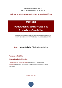 Declaraciones Nutricionales y de Propiedades Saludables