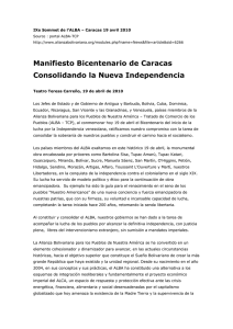 Manifiesto Bicentenario de Caracas Consolidando la Nueva