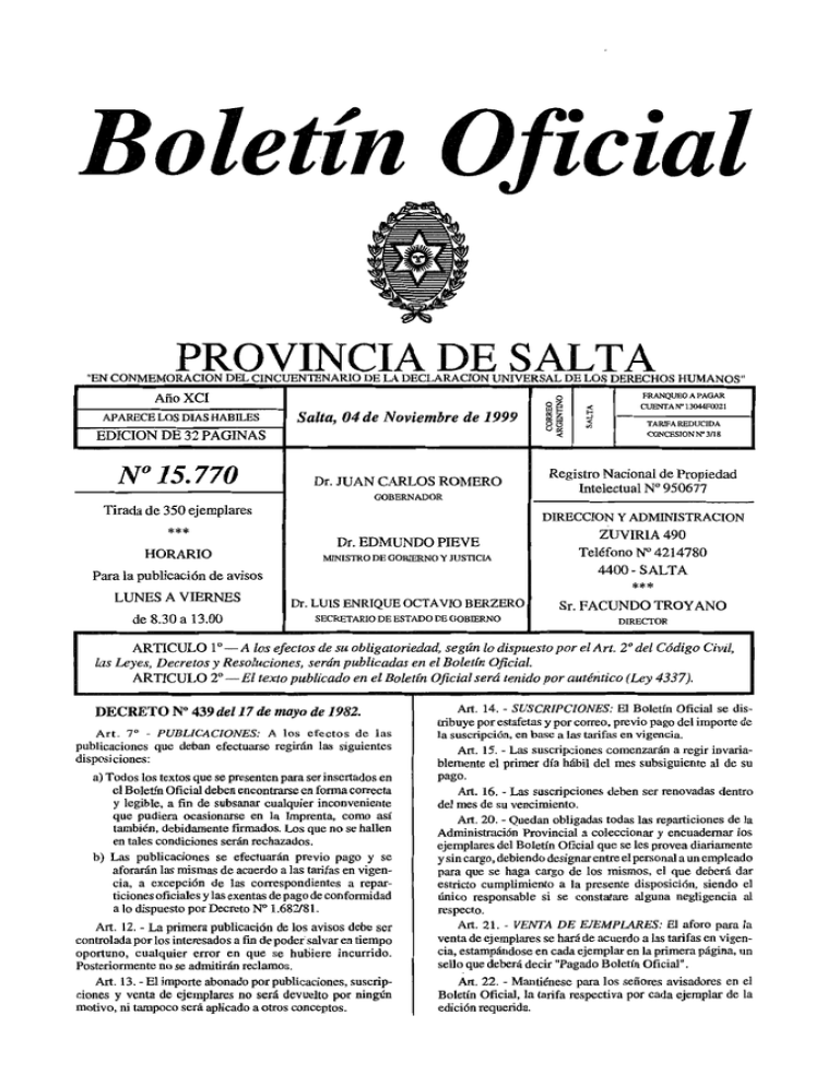 Sección JUDICIAL - Boletín Oficial De La Provincia De Salta