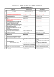 año 2016 cronograma del proceso de matriculas para carrera de