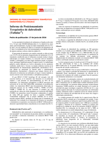 Informe de Posicionamiento Terapéutico de dabrafenib (Tafinlar®)