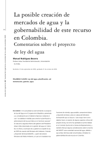 La posible creación de mercados de agua y la gobernabilidad de