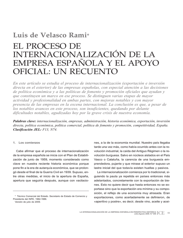 El Proceso De Internacionalización De La Empresa Española Y El