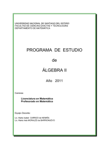 Álgebra II - Facultad de Ciencias Exactas y Tecnologías