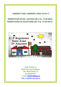 Avda Instituto, 6 03550 Sant Joan d`Alacant Tlfn: 965937050/2/3 Fax