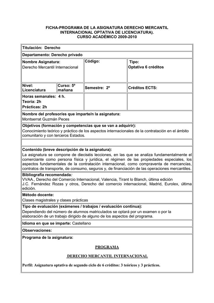 Derecho Mercantil Internacional