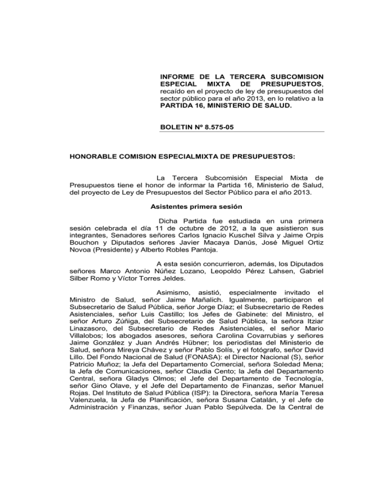 INFORME DE LA TERCERA SUBCOMISION ESPECIAL MIXTA DE