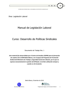 Manual de Legislación Laboral Curso: Desarrollo de Políticas