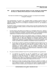 REF.: ACLARA ALCANCE DE BOLETIN TECNICO Nº 64 DEL