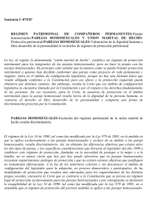 Sentencia C-075/07 REGIMEN PATRIMONIAL DE COMPAÑEROS