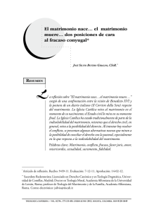 El matrimonio nace… el matrimonio muere… dos posiciones de