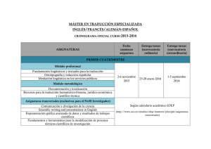 MÁSTER EN TRADUCCIÓN ESPECIALIZADA INGLÉS/FRANCÉS