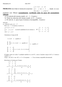 PROBLEMA A.1. Dado el sistema de ecuaciones α α α α , donde α