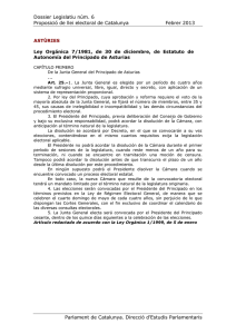 Dossier Legislatiu núm. 6 Proposició de llei electoral de Catalunya