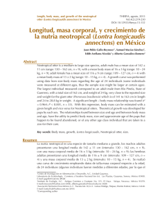 Longitud, masa corporal, y crecimiento de la nutria neotropical