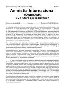 Amnistía Internacional MAURITANIA ¿Un futuro sin esclavitud?