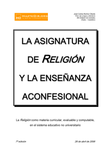 Dossier La asignatura de religión y la enseñanza aconfesional.