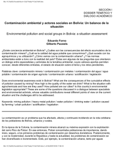 Contaminación ambiental y actores sociales en Bolivia: Un balance