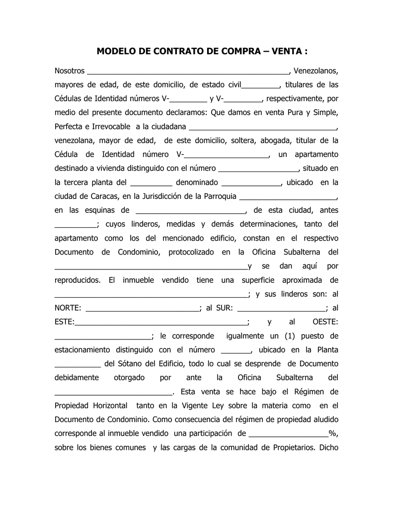 Modelo De Documento De Compra Venta 0936
