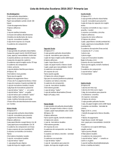 Lista de Artículos Escolares 2016-2017 Primaria Lee