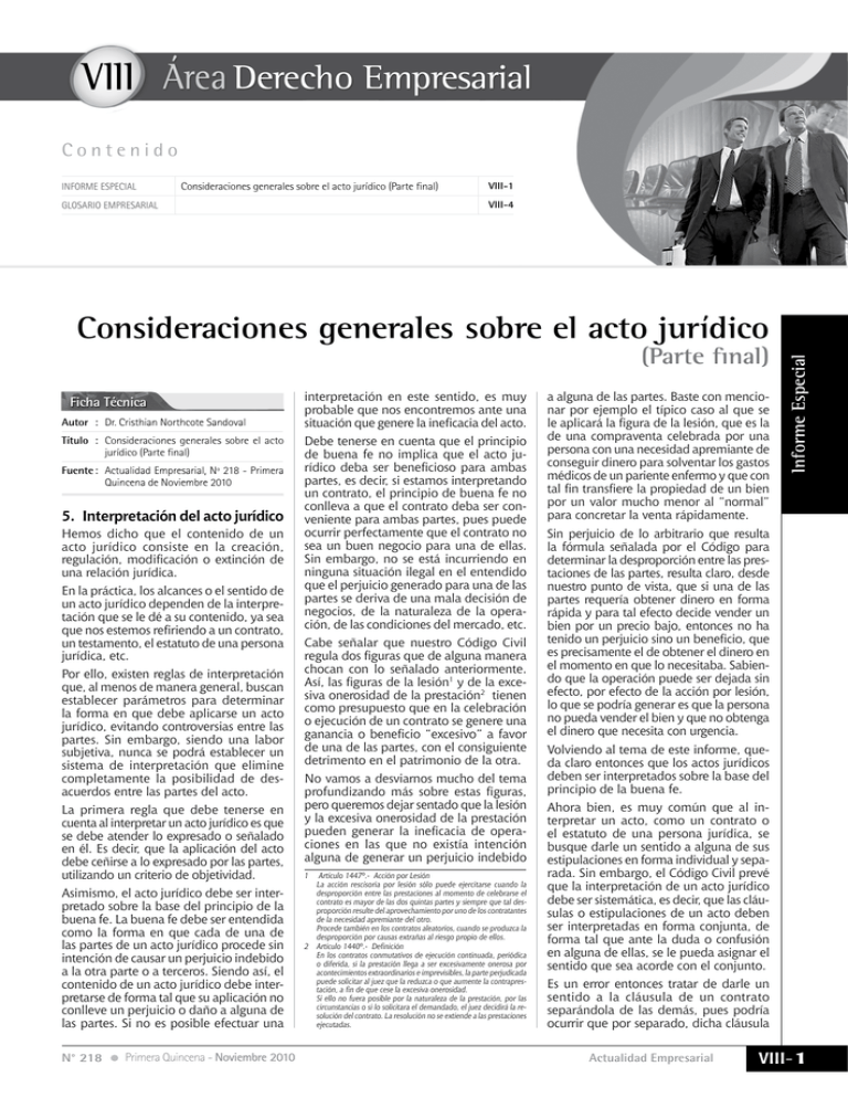 viii consideraciones generales sobre el acto jurídico