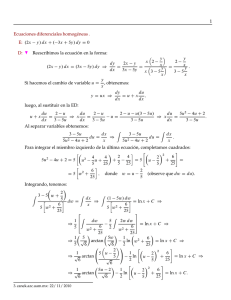 1 Ecuaciones diferenciales homogéneas . E: .2x y/dx C .3x C 5y/ dy